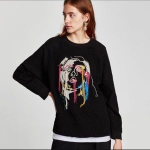 Multicolor Zara Embroidered Face Sweatshirt